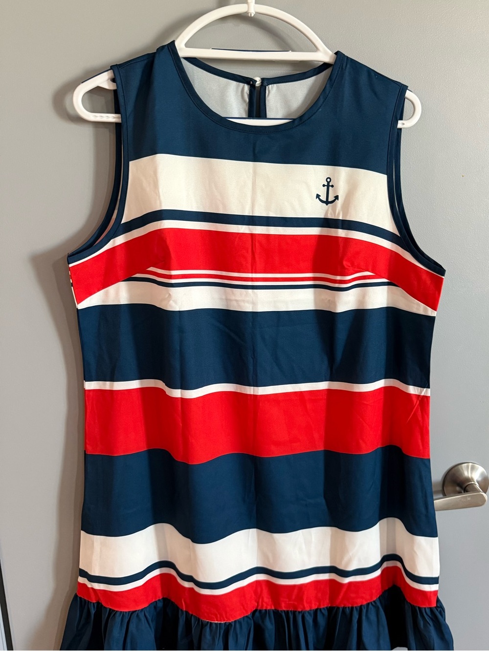 Navy, Red & White Striped Sleeveless Women’s Tank Dress